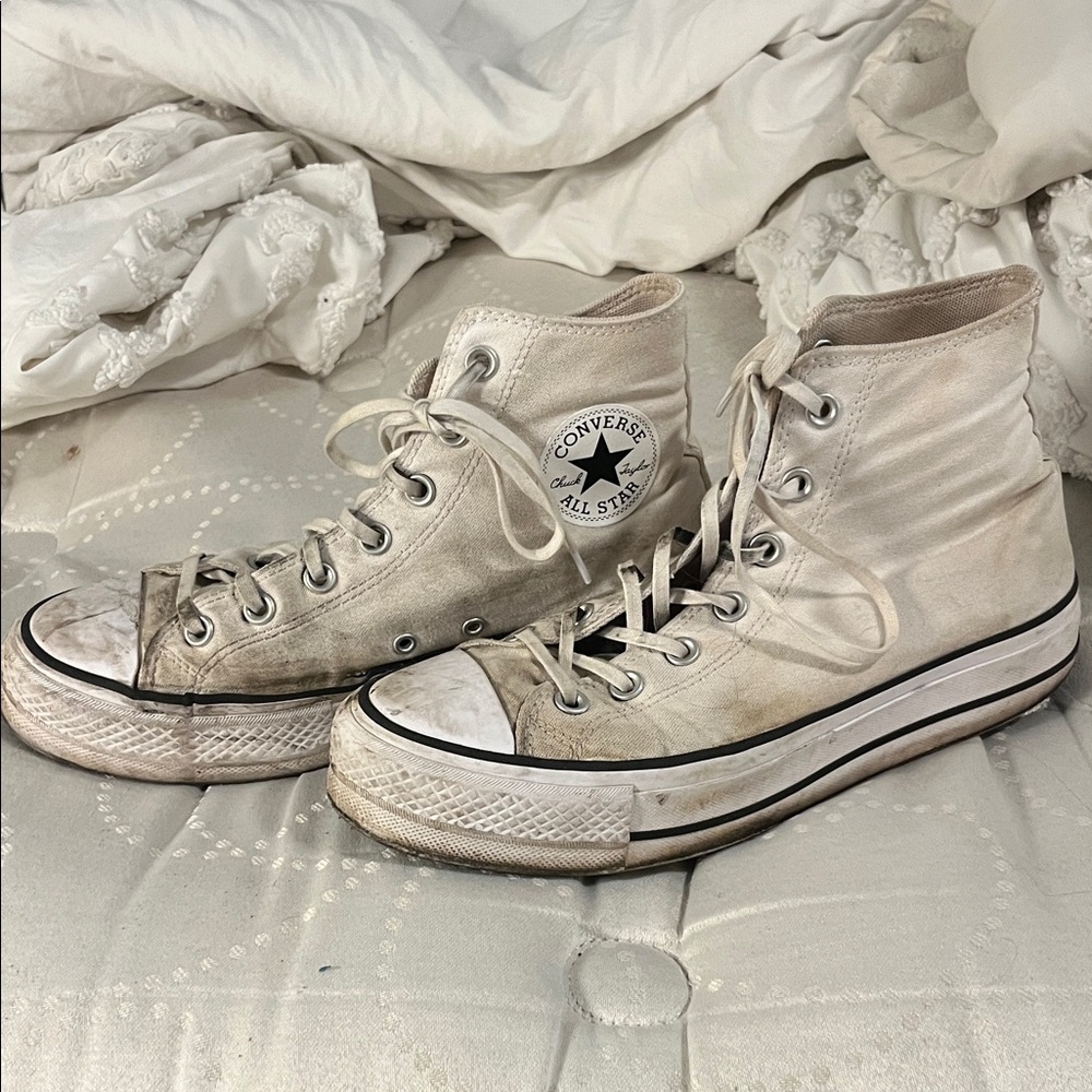Converse High-Top Sneakers in Light Beige/Cream